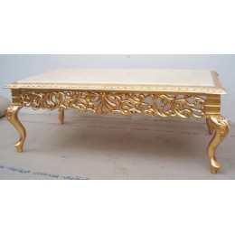 Table Basse Baroque 110cm - Couleurs de bois et marbres sur Mesure