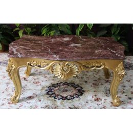 Table Basse Baroque - 85cm - Couleurs de bois et marbres sur Mesure