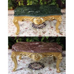 Table Basse Baroque - 65cm - Couleurs de bois et marbres sur Mesure